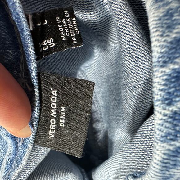 Vero Moda Blue Denim Button Front Sleeveless Bodycon Summer Midi Dress Large - Picture 8 of 12